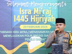 Polres Majene Peringati Momentum Peringatan Isra Miraj Nabi Besar Muhammad SAW di Masjid Nurul Ikhlas Polres Majene